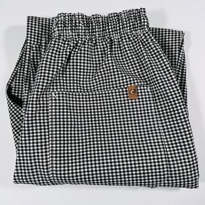 Chef Designs Chef Pants M Black White Checkered Kitchen Workwear 32" Inseam